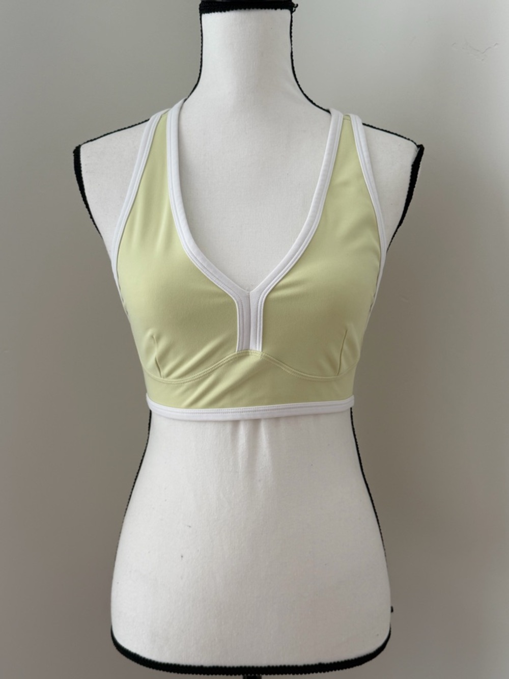 Light Lime Sports Bralette with White Trim